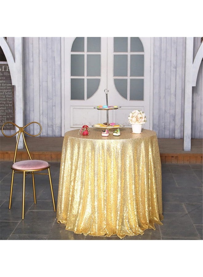 سكوير باي مفرش طاولة SquarePie Sequin ذهبي لامع مستدير مقاس 120 بوصة لحفلات الزفاف وأعياد الميلاد - Image 5