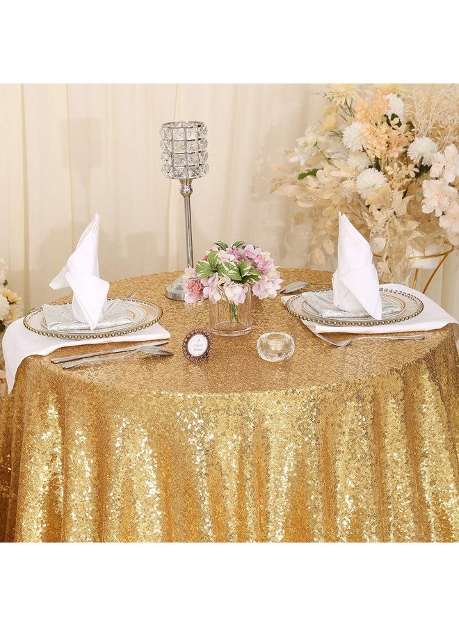 سكوير باي مفرش طاولة SquarePie Sequin ذهبي لامع مستدير مقاس 120 بوصة لحفلات الزفاف وأعياد الميلاد - Image 2