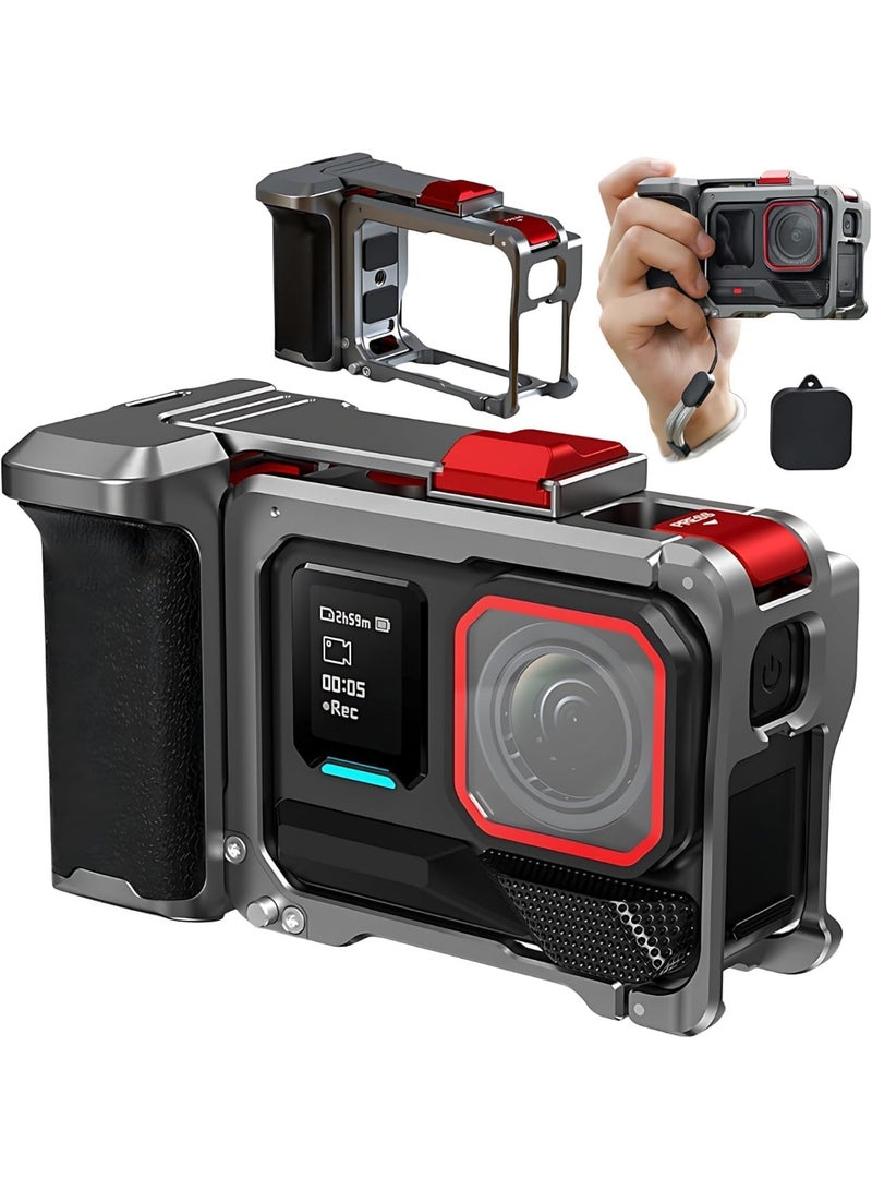 Street Photography Handle for Insta360 Ace Pro2/Pro/Ace Xplorer, Camera Grip Holder for Insta360 Ace Pro 2/Pro Xplorer Bundle Accessories Kit,Metal Protective Case Frame Housing Rabbit Cage - Image 1