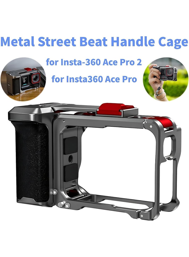 Street Photography Handle for Insta360 Ace Pro2/Pro/Ace Xplorer, Camera Grip Holder for Insta360 Ace Pro 2/Pro Xplorer Bundle Accessories Kit,Metal Protective Case Frame Housing Rabbit Cage - Image 4