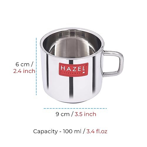 HAZEL Stainless Steel Green Tea Coffee Small Sobar Cup, Set of 2, 100 ml (Each) - Image 4