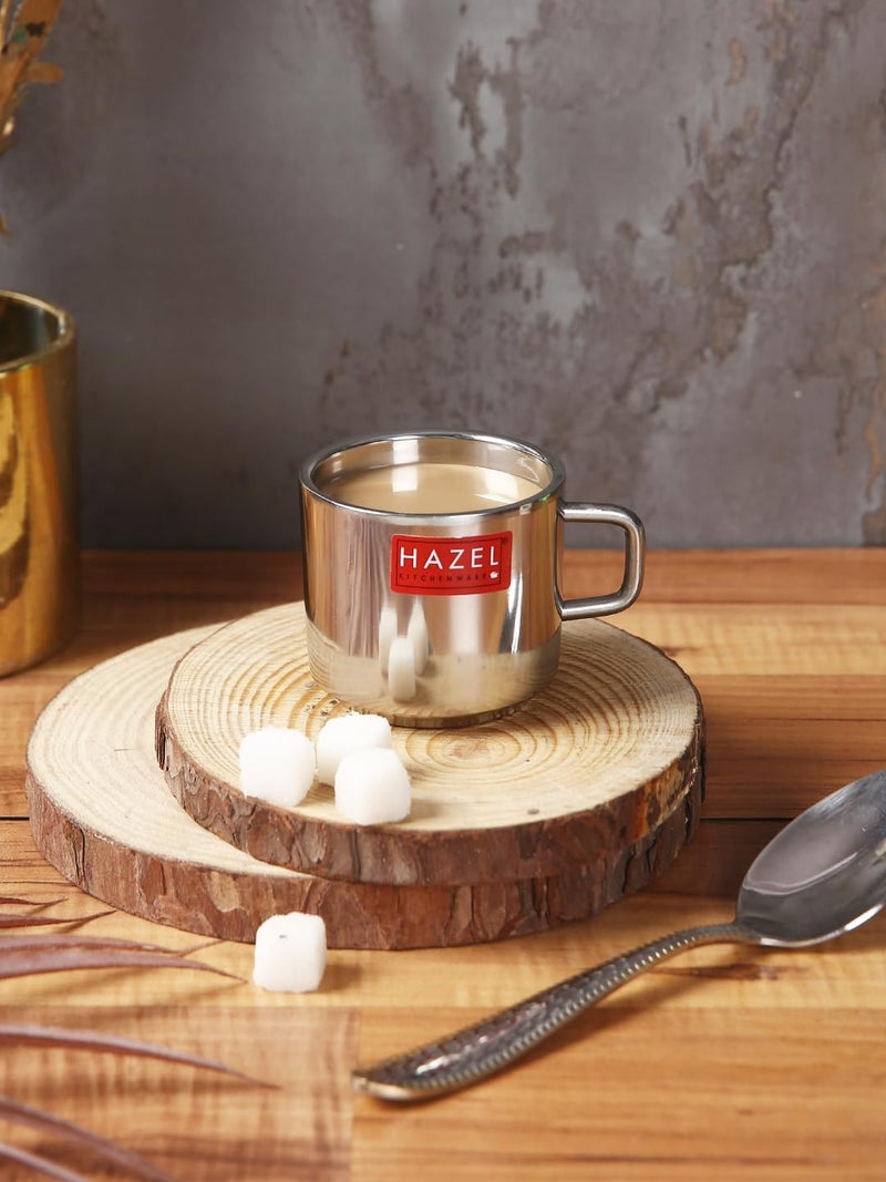 HAZEL Stainless Steel Green Tea Coffee Small Sobar Cup, Set of 2, 100 ml (Each) - Image 2