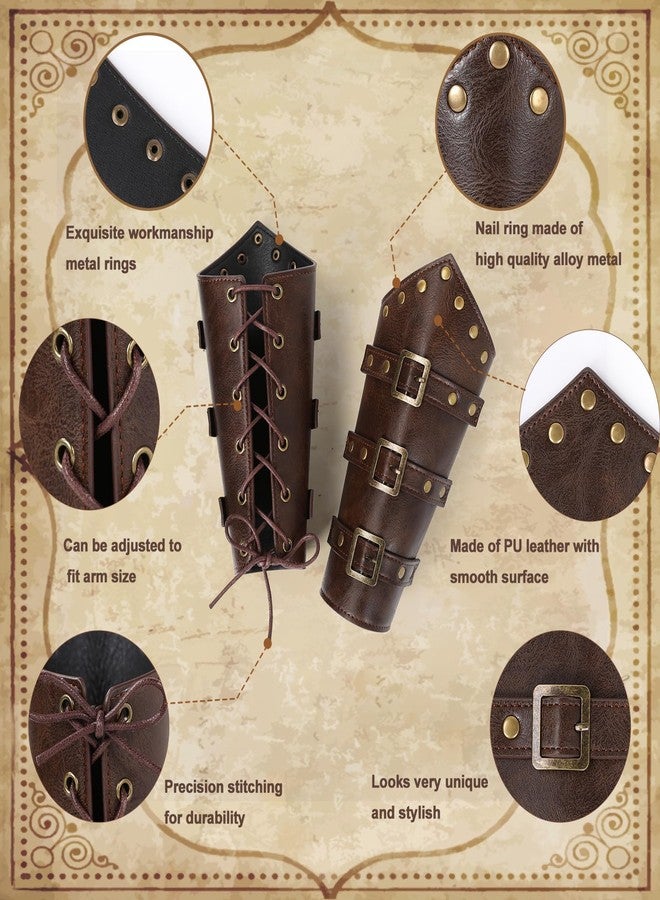 WooHand 3PCS Renaissance Accessories - Viking Renaissance Belt, Medieval Pouch & Leather Bracers for Halloween, Brown, One size - Image 3