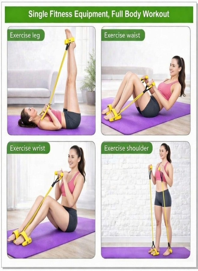 LEAFED Pull Reducer Training Bands-4Tubes Body Pedal Exerciser Yoga Crossfit Exercise, Arm Exercise, Tummy Body Building Training Resistance Bands for Men and Women (Multicolor) - Image 4