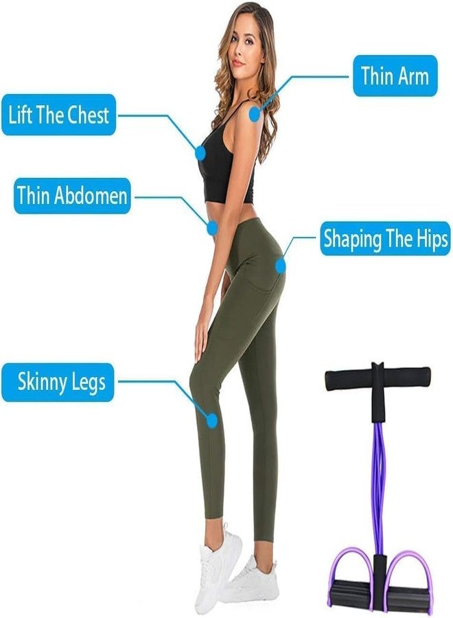 LEAFED Pull Reducer Training Bands-4Tubes Body Pedal Exerciser Yoga Crossfit Exercise, Arm Exercise, Tummy Body Building Training Resistance Bands for Men and Women (Multicolor) - Image 3