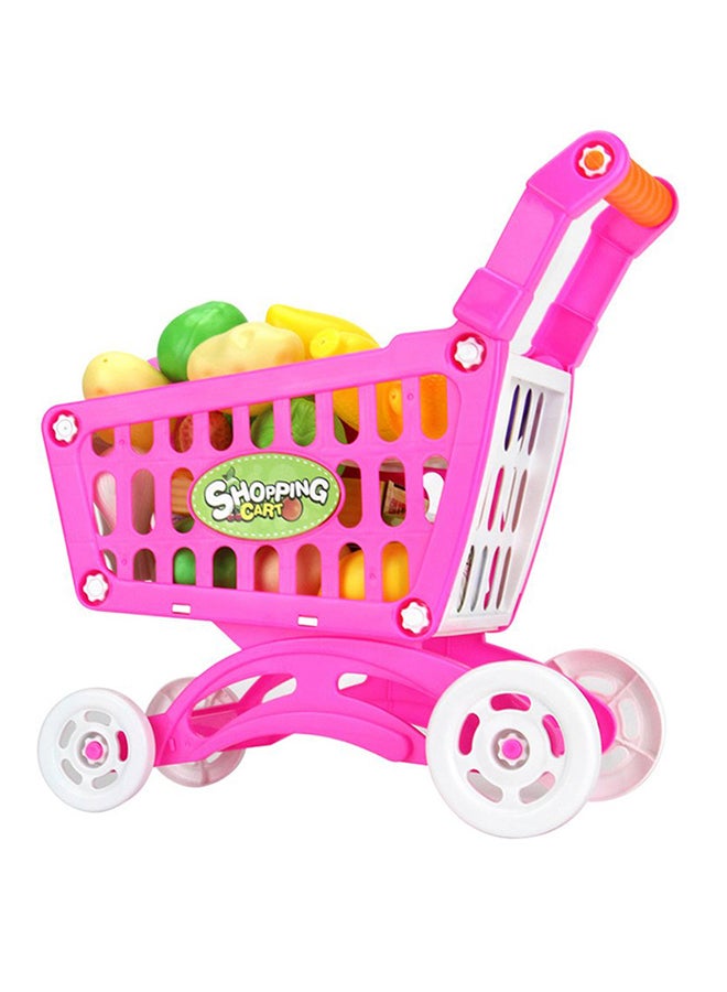 Fruit Vegetable Supermarket Shopping Cart Mini With Trolley Role Play Set Toy For Kids 50.2x49.2x8.6cm - Image 2