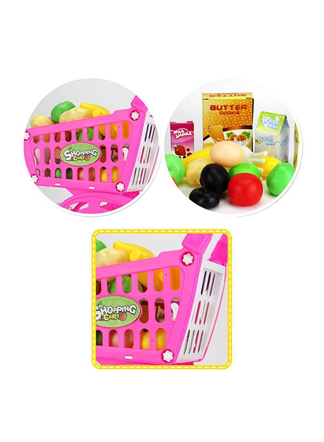 Fruit Vegetable Supermarket Shopping Cart Mini With Trolley Role Play Set Toy For Kids 50.2x49.2x8.6cm - Image 4