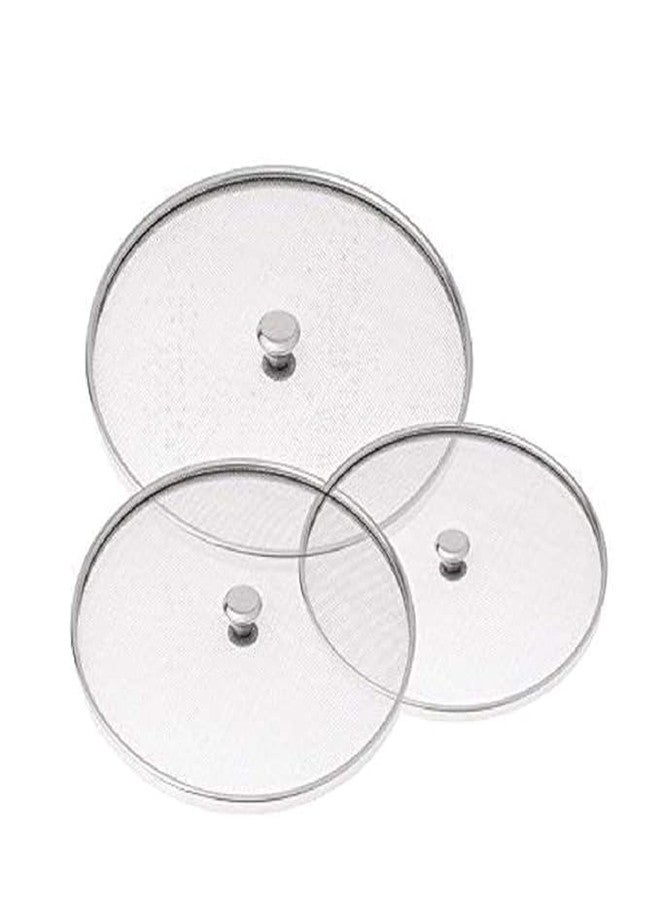 Stainless Steel Food Cover Net Lid Set, 8, 9, 10 Inch, Multipurpose Kitchen Utensil, 3 Pieces - Image 1