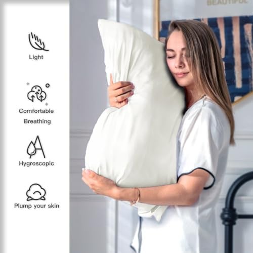 Suatien Silk Pillow Cases 2 Pack Soft Breathable and Sliky King Size Pillow Cases Set of 2,Natural Mulberry Satin Silk Pillowcase with Hidden Zipper for Hair and Skin (Ivory,20"X 36",2pcs) - Image 3
