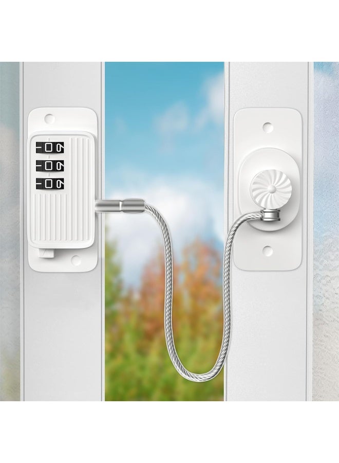 DUNISO 2Pcs Window Safety Lock，Self Adhesive Window Security Password Locks, Child Safety Cabinet Locks, No Drill,Easy to Install，for Refrigerator, Cabinets, Closets, Drawers, Window，White - Image 1