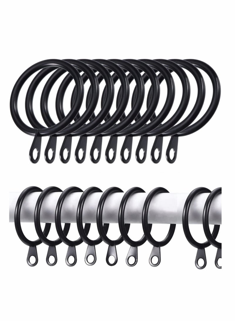 NIBEMINENT Metal Drapery Curtain Rings Hanging for Curtains and Rods, Drape Sliding Eyelet 30 mm Internal Diameter Most Curtains, Shower Easy to Install (Black, 20 Pack)  - Image 1