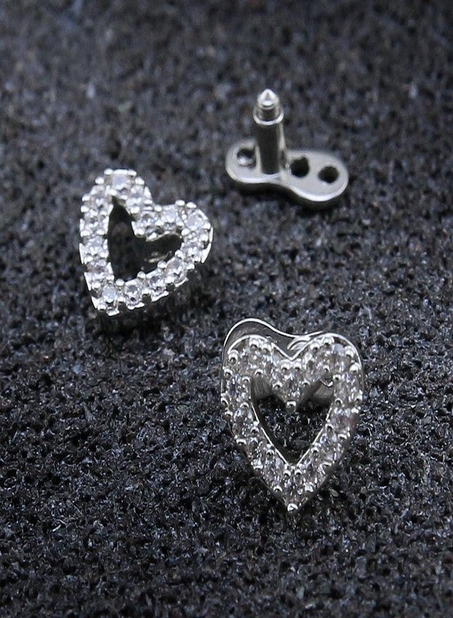 Harilla 2pcs Dermal Tops and Base Stainless Steel Jewelry, Heart 1 - Image 3