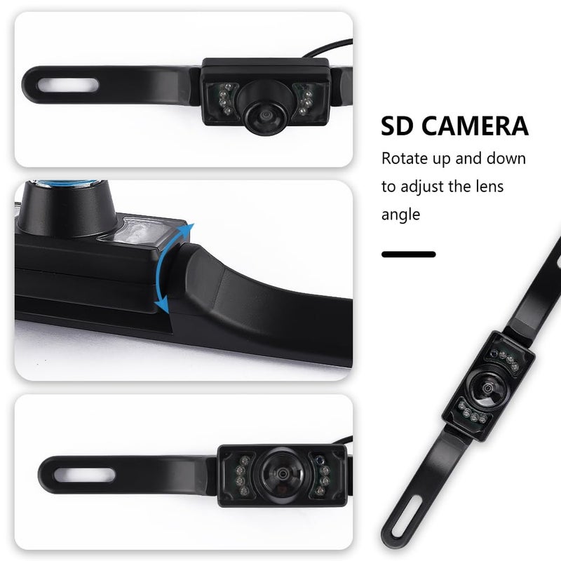 KIFIDAN Back Up Camera for Cars with 8 Light,SD Night Vision License Plate Backup Camera with 170Â° Wide Angle,Universal Rear View Camera for Cars Includes Mounting Accessories - Image 5