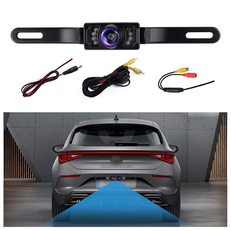 KIFIDAN Back Up Camera for Cars with 8 Light,SD Night Vision License Plate Backup Camera with 170Â° Wide Angle,Universal Rear View Camera for Cars Includes Mounting Accessories - Image 1