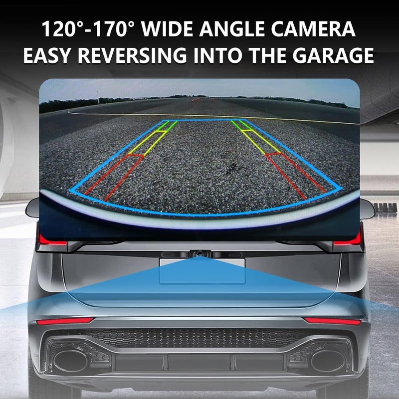 KIFIDAN Back Up Camera for Cars with 8 Light,SD Night Vision License Plate Backup Camera with 170Â° Wide Angle,Universal Rear View Camera for Cars Includes Mounting Accessories - Image 4