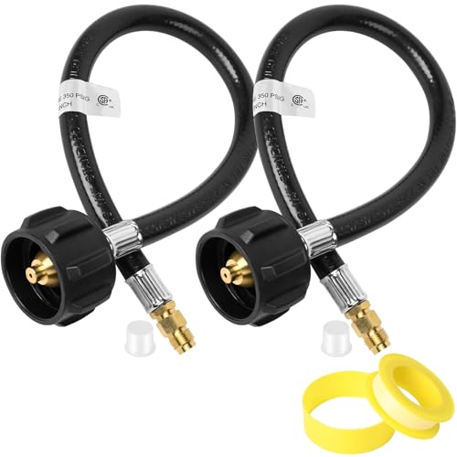 Tottist 15 Inch RV Propane Tank Hose, 1/4" Inverted Male Flare & Qcc1/Typel, Camper Propane Hose for Standard RV Two-Stage Regulator, for BBQ,Outdoor Cooking,Camping & Heating - 2 Pack - Image 1