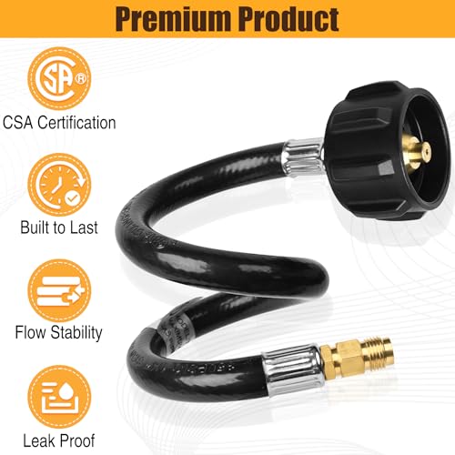 Tottist 15 Inch RV Propane Tank Hose, 1/4" Inverted Male Flare & Qcc1/Typel, Camper Propane Hose for Standard RV Two-Stage Regulator, for BBQ,Outdoor Cooking,Camping & Heating - 2 Pack - Image 5