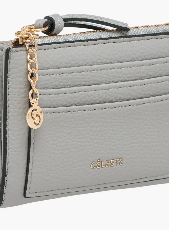 Celeste Textured Bi-Fold Wallet with Magnetic Snap Button Closure