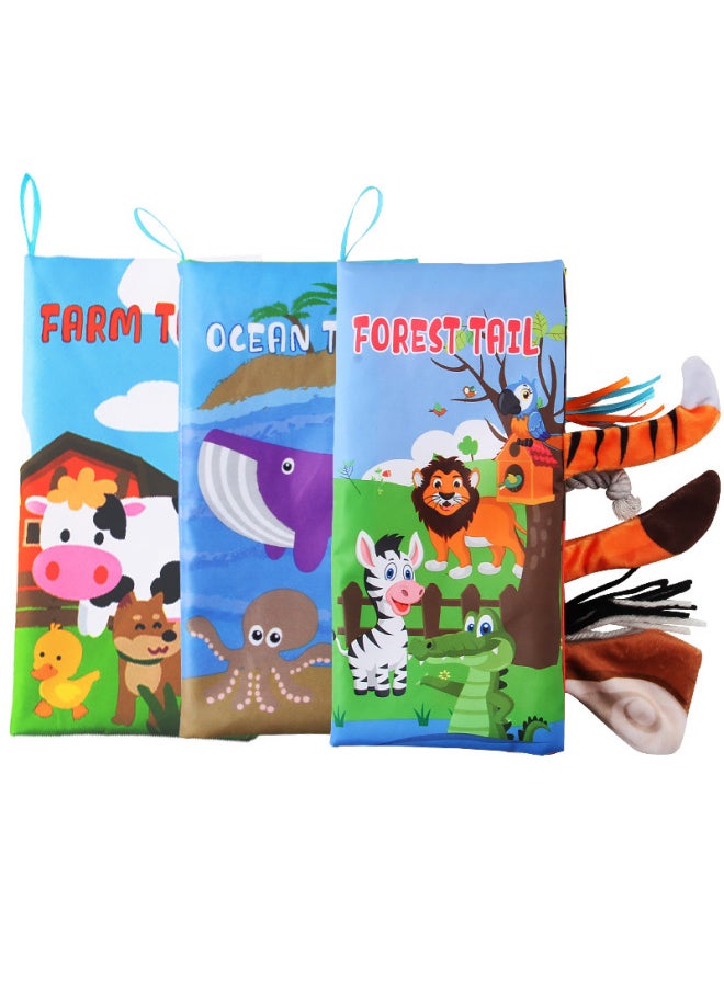 Generic - Manufacturers Supply Baby Baby Tail Cloth Book Tear Palm Book Animal English Series Early Education Cognitive Toys-Color:JL565 Sea, Land And Air Tail Cloth Book (3 Copies And 1 Set) Bag 111.6G - Image 1