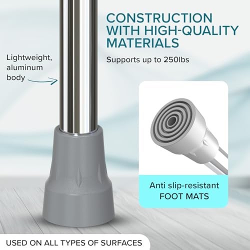 EASYCARE® Premium Walking Stick | Lightweight Aluminium with 10 Height Levels Adjustable | Ergonomic Handle, Anti-Slip Base | Support for Old Age Seniors, Men, Women & Patients (Single Leg) - Image 3
