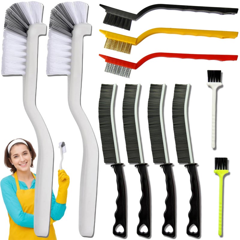 CRAFNEW 11Pcs Crevice Cleaning Brush Gap Cleaning Brush with Long Handle Small Gap Cleaning Brush for Bathroom Kitchen Toilet Water Cup Bottle and Window Groove - Image 1