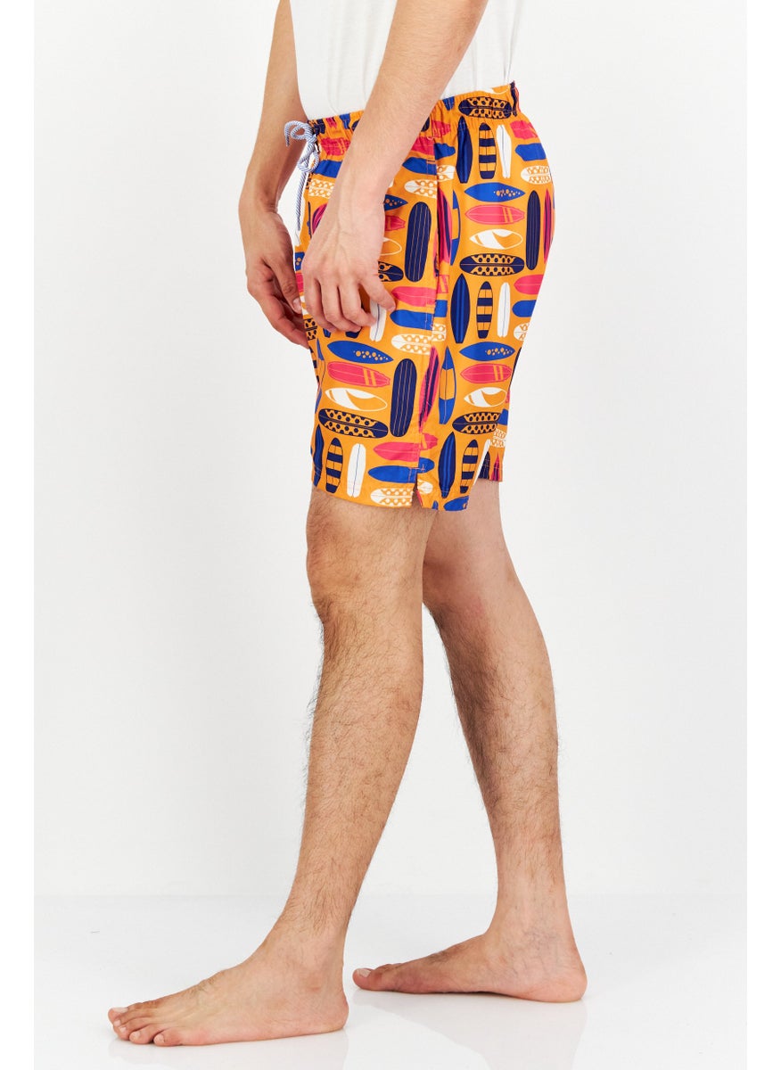 Tailorbyrd Men Allover Print Board Shorts, Orange Combo  - Image 3