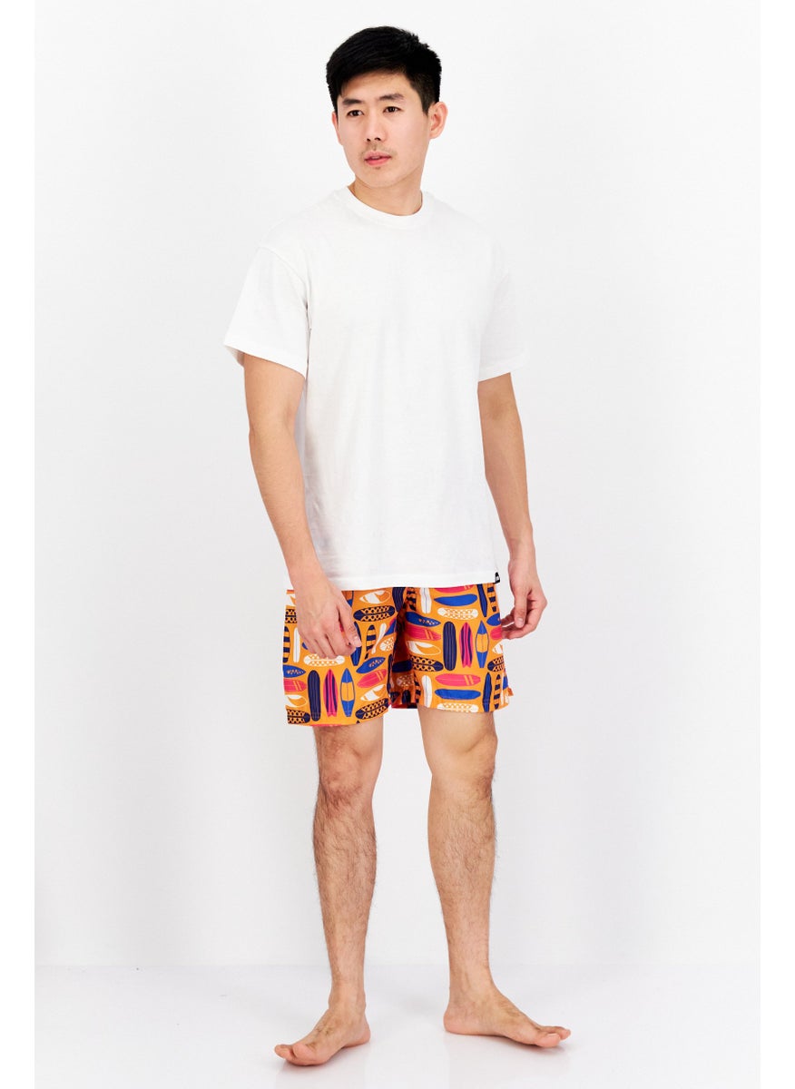 Tailorbyrd Men Allover Print Board Shorts, Orange Combo  - Image 2