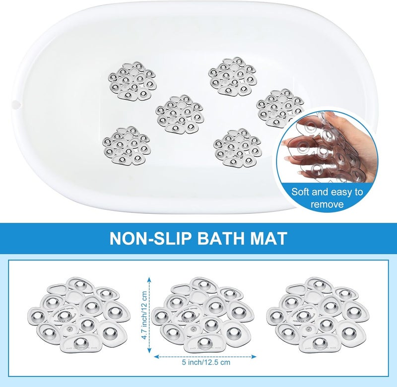 Riakrum 12 Counts Pebble Bath Treads Non Slip Bathtub Stickers with Suction Cups Pebble Non Slip Mat for Smooth Surface Shower Floor Mat, Provides Traction Machine Washable(Gray) - Image 3