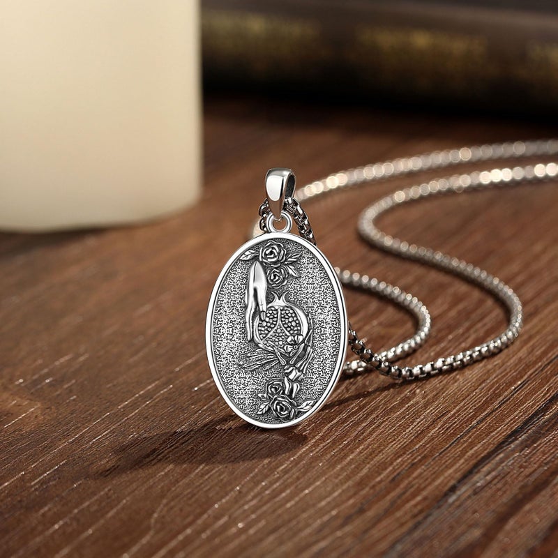 EUDORA Persephone Greek Goddess Necklace for Women Sterling Silver S925, Vintage Persephone Greek Goddess of The Spring and Underworld Vegetation Pendant Jewelry Gifts for Women, 20"+2" - Image 3