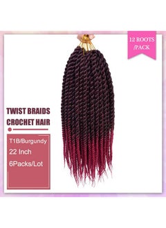 Admutty Havana Twist Crochet Hair 6 Packs 22 Inch Crochet Braids Senegalese Twist Crochet Hair Jumbo Havana Twist Crochet Braids(T1B/Bug)  - Image 3