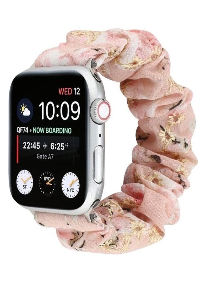 NIBEMINENT Fabric Hair Ring Replacement Watchband For Apple Watch Series 7 45mm/6 & SE 5 4 44mm/3 2 1 42mm Multicolour - Image 2