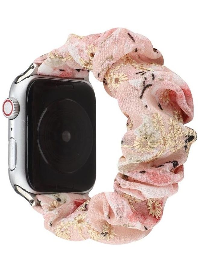 NIBEMINENT Fabric Hair Ring Replacement Watchband For Apple Watch Series 7 45mm/6 & SE 5 4 44mm/3 2 1 42mm Multicolour - Image 3