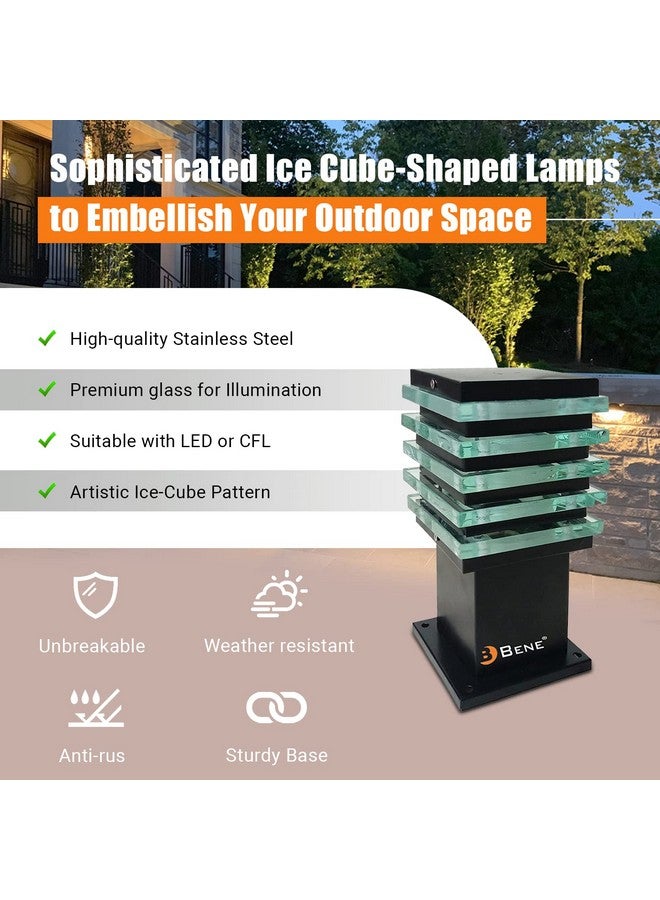 Bene مصباح خارجي على شكل مكعب ثلج BENE بدون لمبة، (أسود 11 سم، عبوة من 1 قطعة) - Image 2