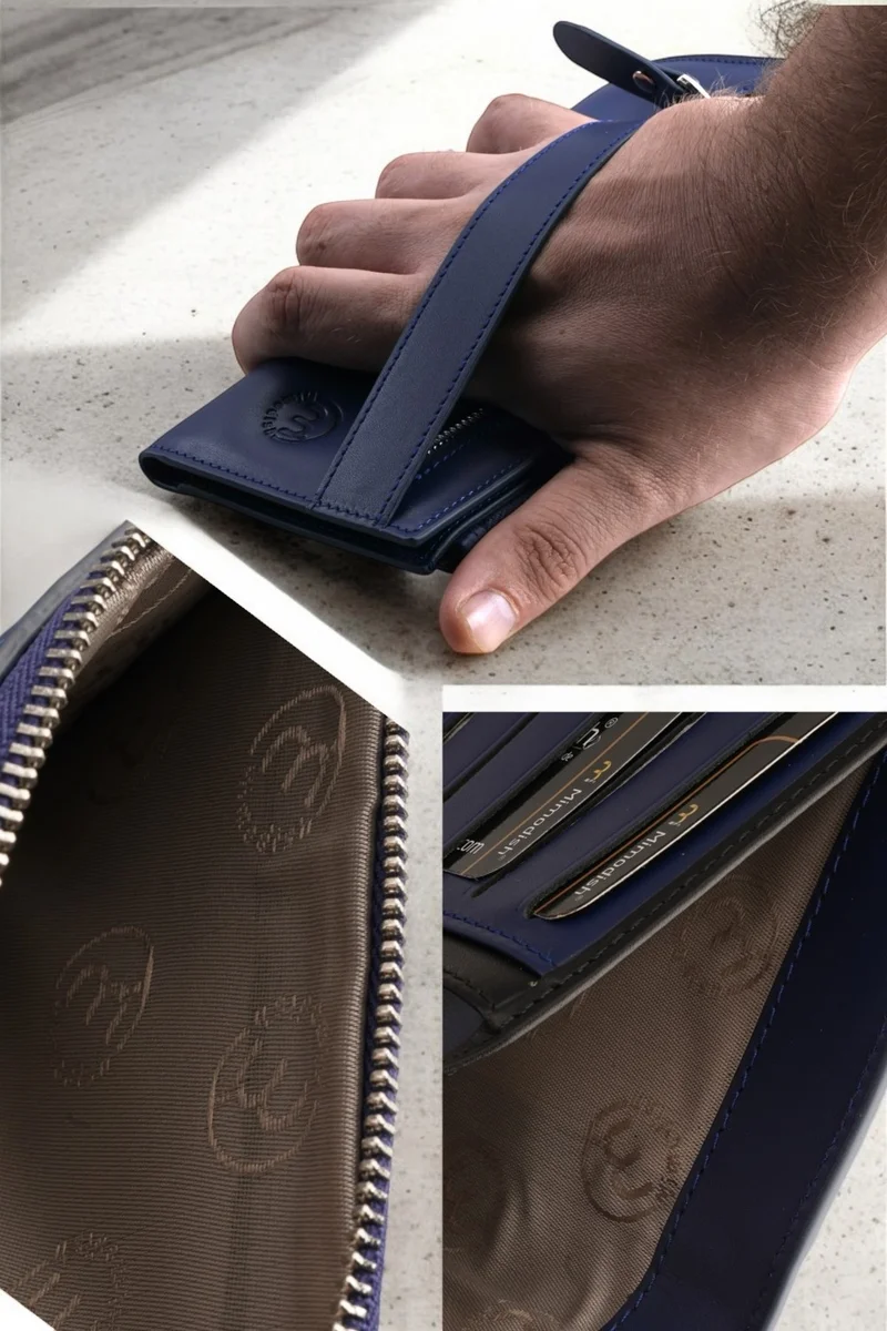 ميموديش First Class Workmanship Luxury Genuine Leather Zippered Special Compartment Leather Card Holder Hand Wallet Leather Men's Wallet