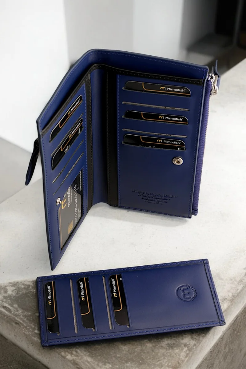 ميموديش First Class Workmanship Luxury Genuine Leather Zippered Special Compartment Leather Card Holder Hand Wallet Leather Men's Wallet