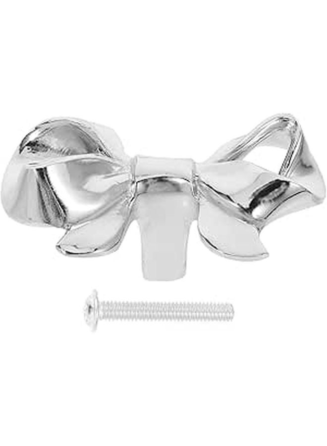 Brass Bow Shape Cabinet Knobs Silver Finish Single Hole Drawer Pulls For Furniture - Image 1