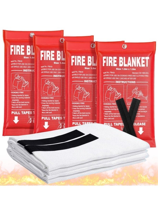 Sandinrayli Emergency Fire Blanket, 4Pack Fire Suppression, Fiberglass for Home, Kitchen, School, Grill, Car, Office, Warehouse ( 4 pcs) - Image 1