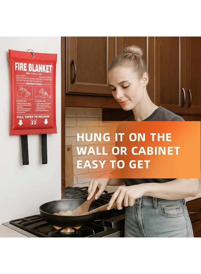 Sandinrayli Emergency Fire Blanket, 4Pack Fire Suppression, Fiberglass for Home, Kitchen, School, Grill, Car, Office, Warehouse ( 4 pcs) - Image 4