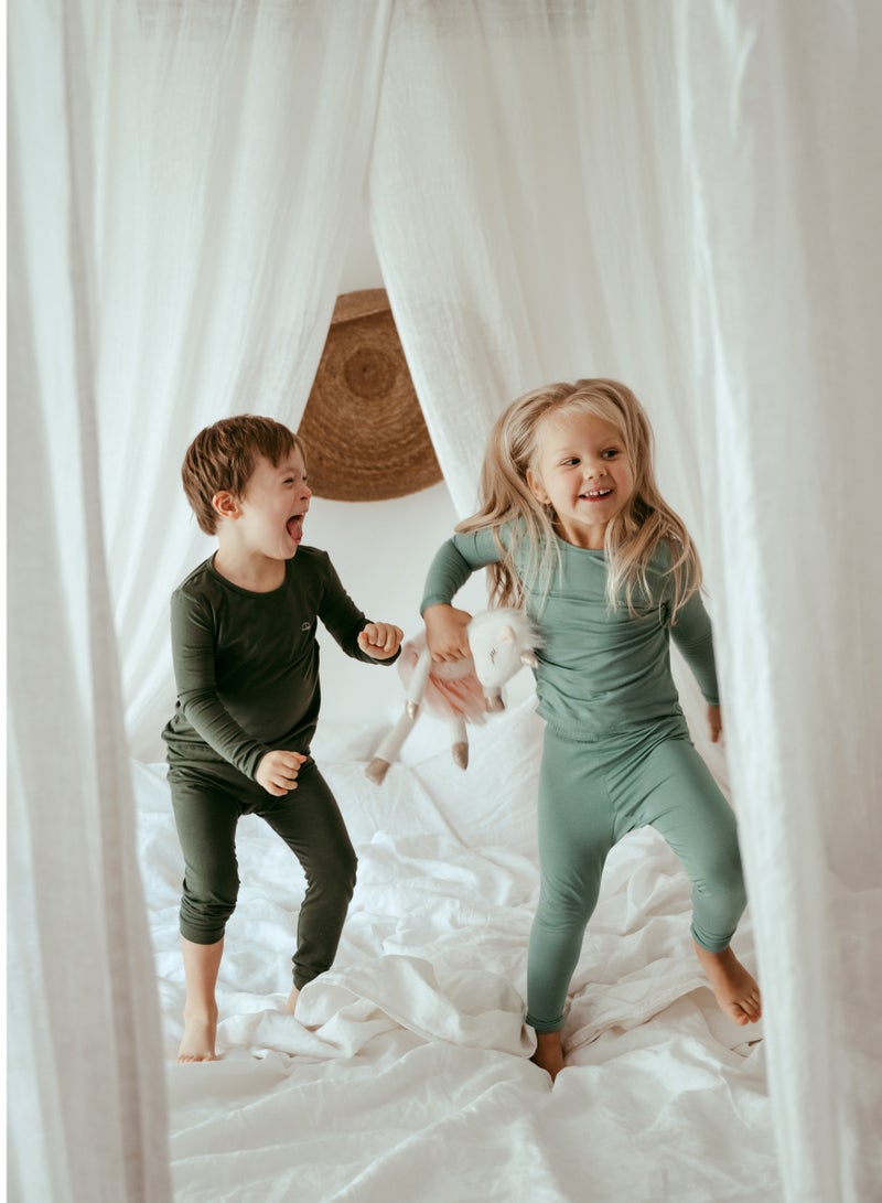 Anvi Baby Bamboo Spandex Pajama 3T- Dark Green - Image 2