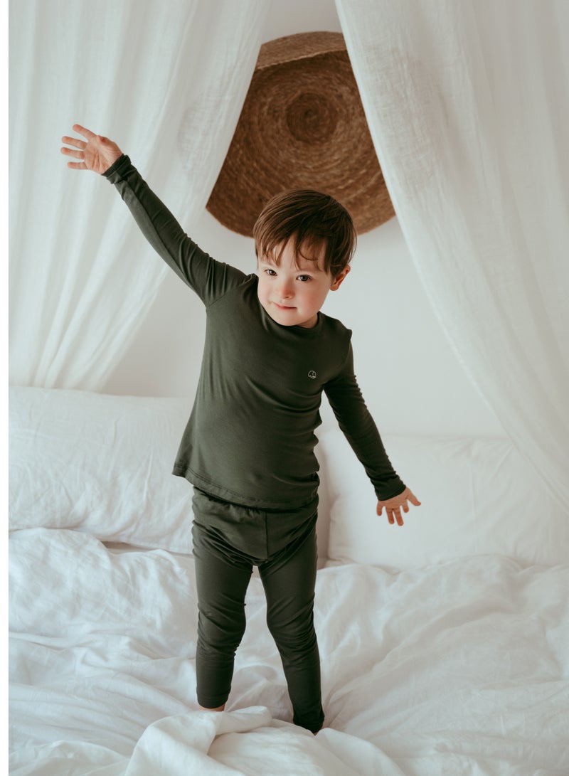 Anvi Baby Bamboo Spandex Pajama 3T- Dark Green - Image 3