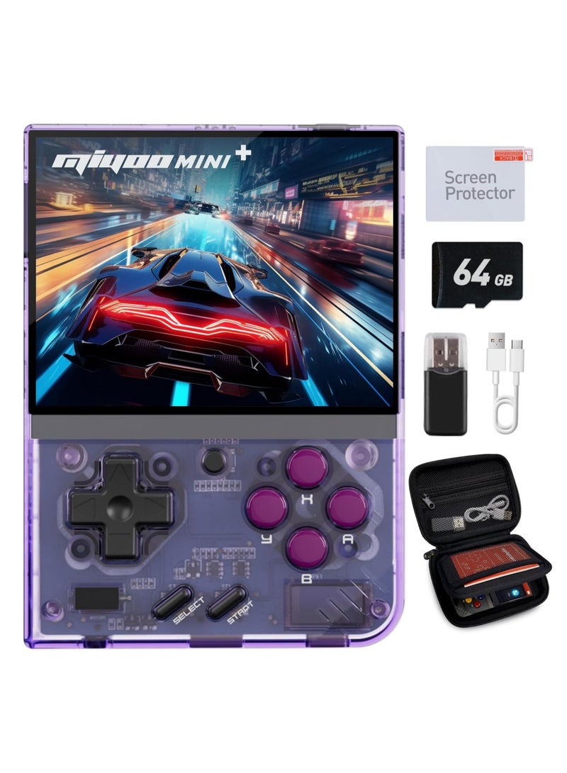 Purple Mini Plus Handheld Game Console with Storage Case, 3.5 IPS Screen, 64G TF Card, 10,000+ Games, 3000mAh Battery, Wireless Support. - Image 2