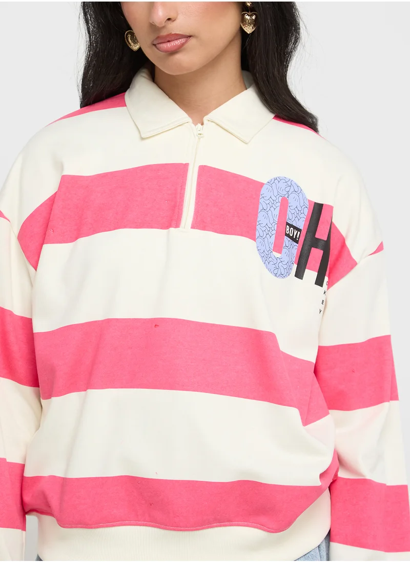Disney Mickey Polo Neck Oversize Sweatshirt