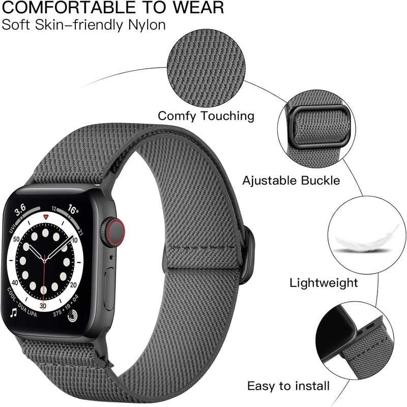 Lerobo Braided Band Compatible with Apple Watch Series 11 10 9 8 7 46mm 45mm 41mm Ultra SE 3 2 1 49mm Series 6 5 4 3 44mm 40mm 38mm 42mm Men iWatch Bands Women Stretchy Nylon Solo Loop Sport Strap - Image 2