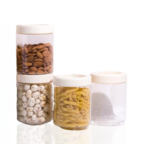 SCL Steelo Steelo Stack & Lock Plastic Kitchen Storage Round Container Set - Air Tight, Fridge safe, US FDA Approved, PET Food Grade Heavy Duty Material, BPA Free (Clear, 750 ml, Pack of 4) - Image 1