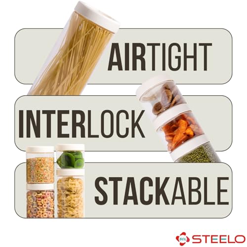 SCL Steelo Steelo Stack & Lock Plastic Kitchen Storage Round Container Set - Air Tight, Fridge safe, US FDA Approved, PET Food Grade Heavy Duty Material, BPA Free (Clear, 750 ml, Pack of 4) - Image 3