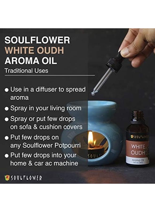 سول فلاور الهندي الأبيض العود رائحة النفط العود النقي الطبيعي الروائح الناشر المرطب خشبي معتدل ملاحظة 30 مللي قطارة زجاجية مجانية - Image 3
