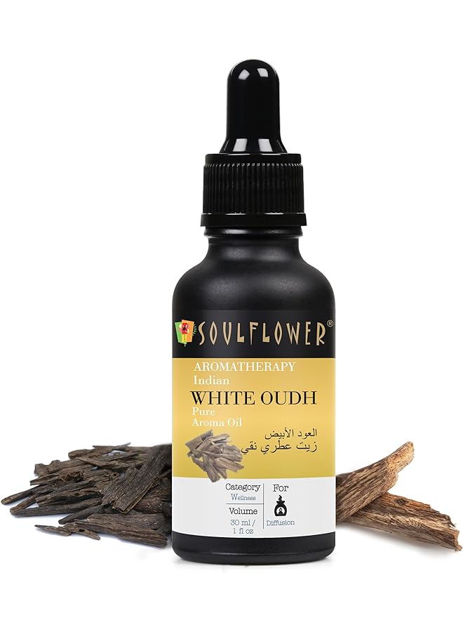 سول فلاور الهندي الأبيض العود رائحة النفط العود النقي الطبيعي الروائح الناشر المرطب خشبي معتدل ملاحظة 30 مللي قطارة زجاجية مجانية - Image 1