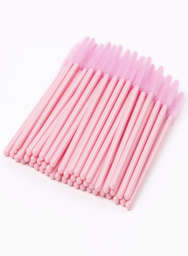 BIHRTC Pack of 100 One-Off Disposable Silicone Eyelash Mascara Brushes Wands Applicator Eyebrow Brush Makeup Tool Kit Set (Tower Shape - Pink) - Image 3