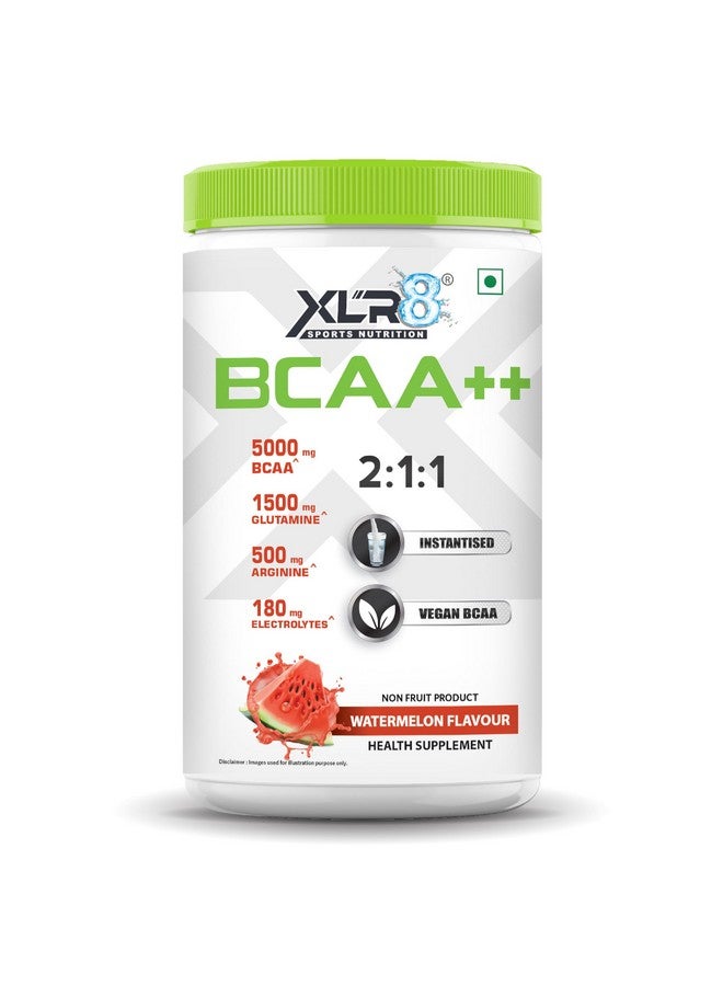 XLR8 Bcaa++ Powder Supplement 2:1:1 With Vegan Instantised Bcaa | 6000Mg Bcaa| 1500 Mg Glutamine | 500 Mg Arginine |180 Electrolytes | Watermelon -Pack Of 450G - Image 1