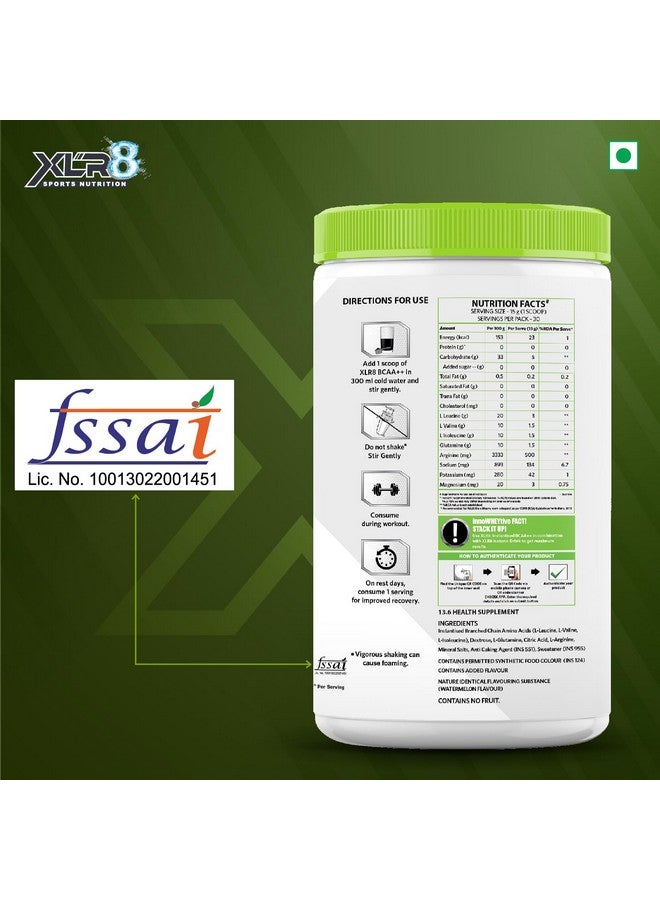 XLR8 Bcaa++ Powder Supplement 2:1:1 With Vegan Instantised Bcaa | 6000Mg Bcaa| 1500 Mg Glutamine | 500 Mg Arginine |180 Electrolytes | Watermelon -Pack Of 450G - Image 4